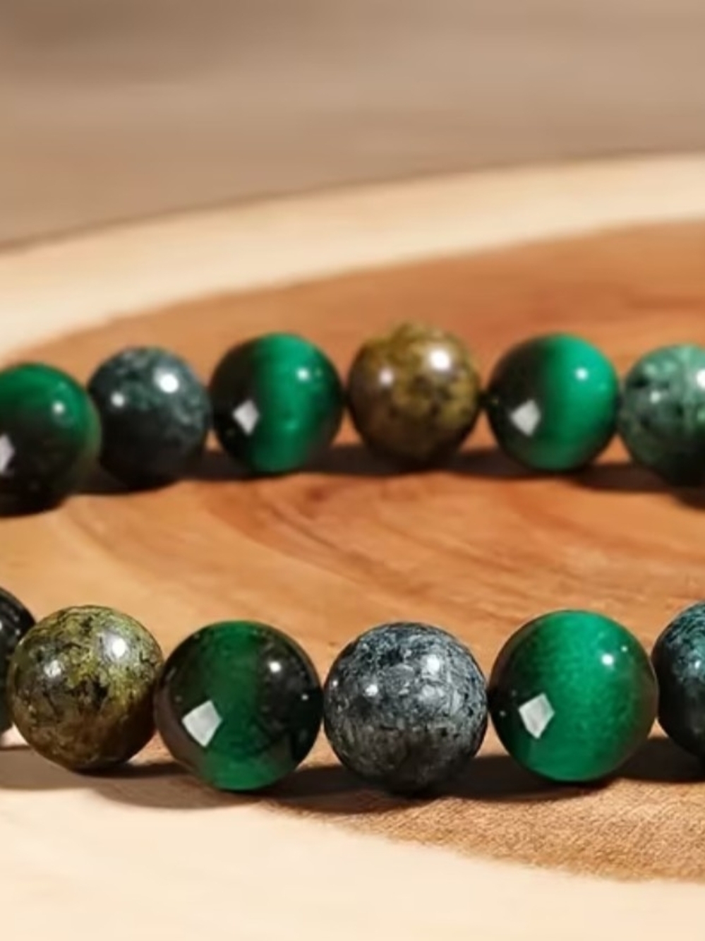 Green Beaded Stretch Bracelet - Women Jewelry